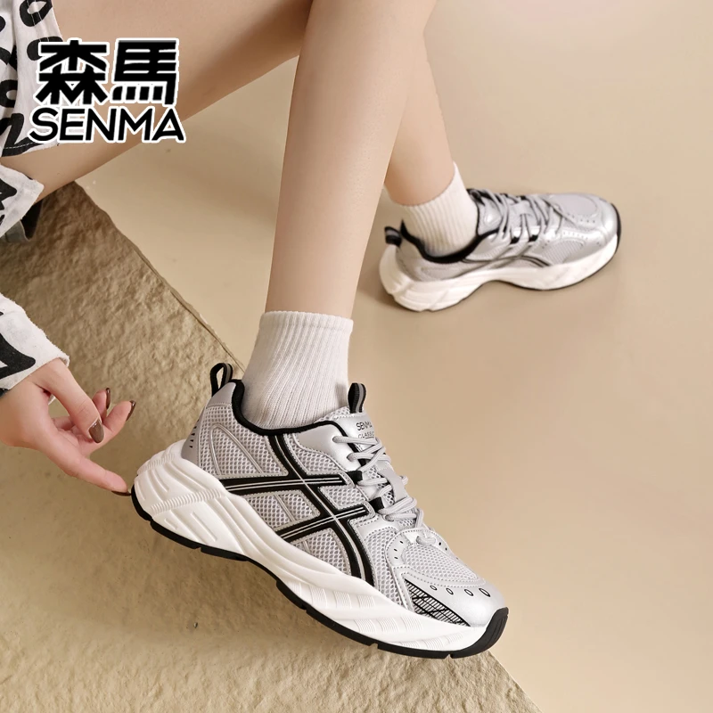 SENMA森马老爹鞋女百搭拼接缓震老爹鞋步鞋跑鞋轻便女款2706
