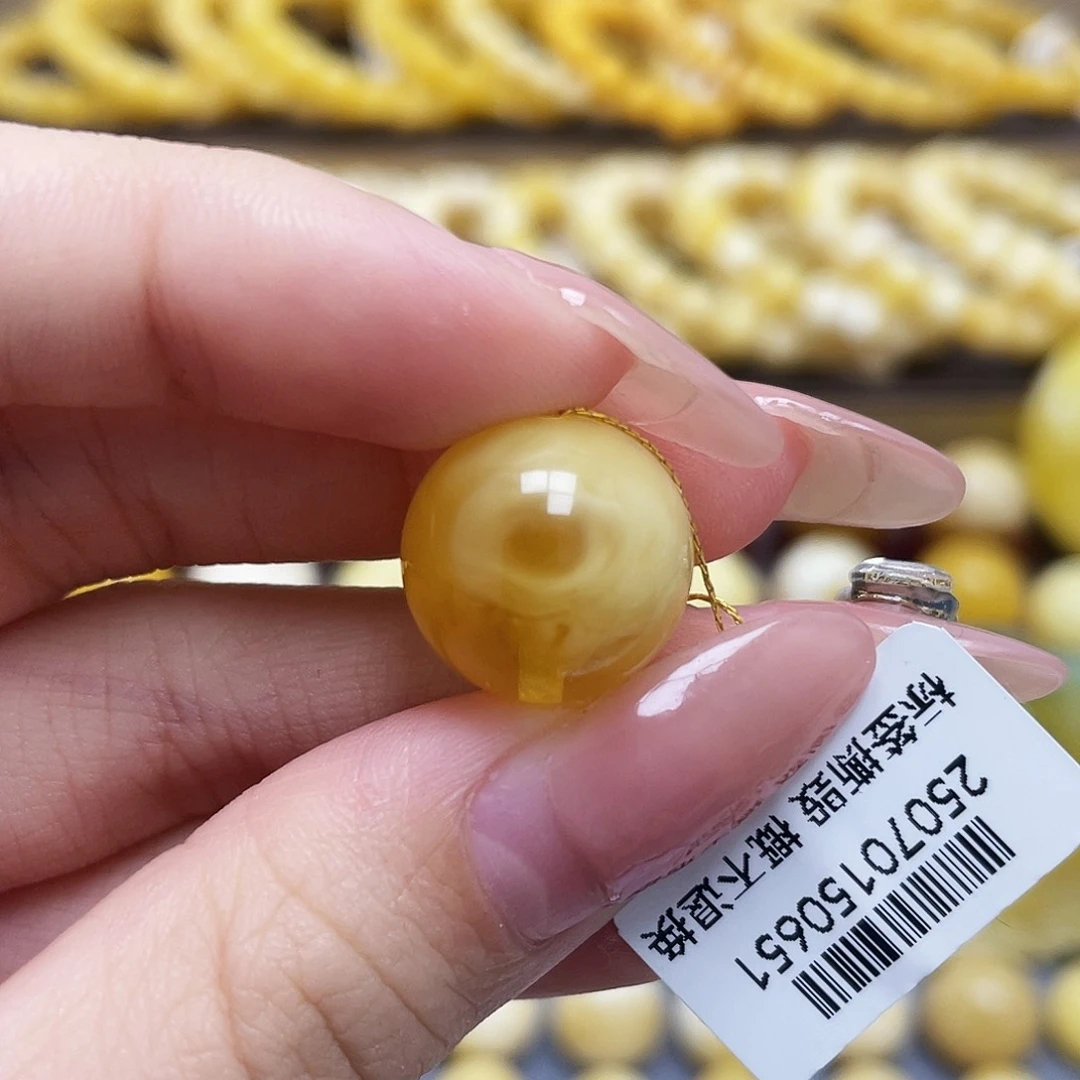 裸石琥珀未镶嵌15.3mm圆珠