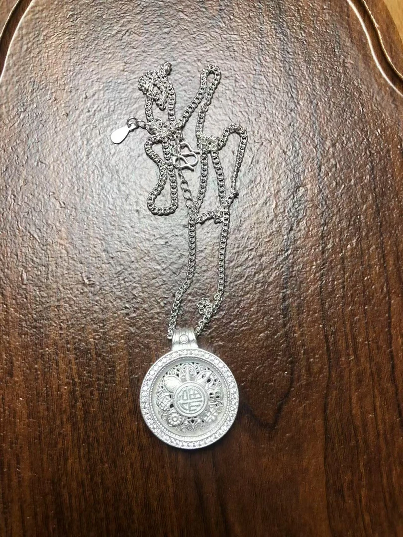 013 八宝罗盘吊坠项链（可转）精品银色项链 无礼盒