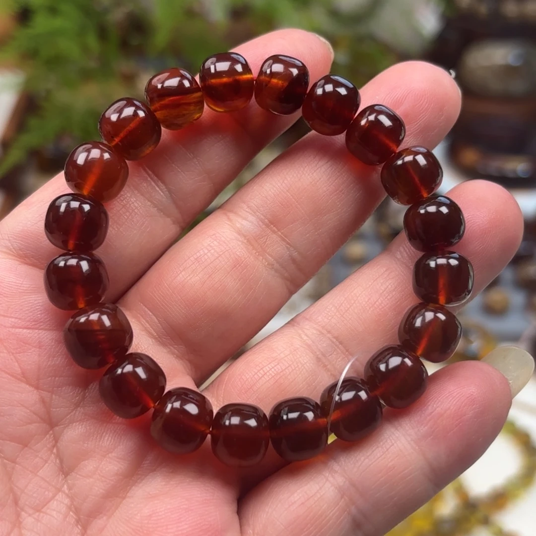 琥珀未镶嵌手链老型棕红紫罗兰卡10