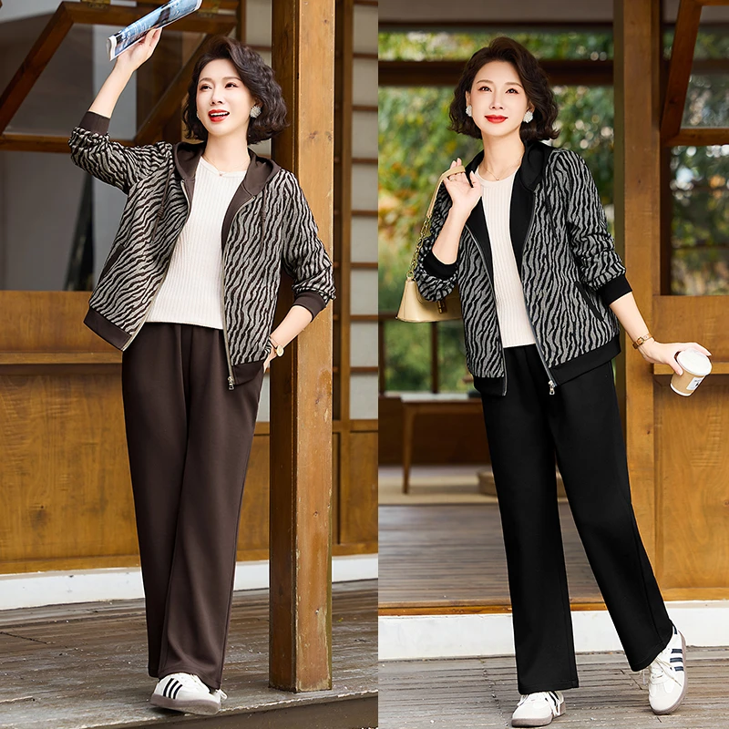 中年妈妈春装运动套装时尚外套2025新款洋气中老年女装春秋两件套
