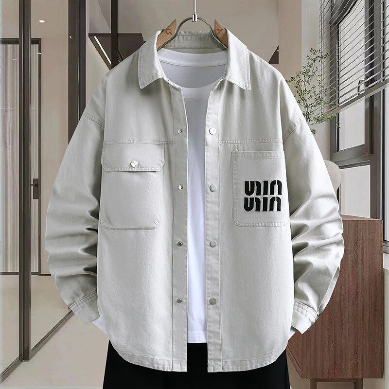 2025春秋季牛仔衬衫男款青少年潮牌宽松帅气长袖外套休闲百搭夹克