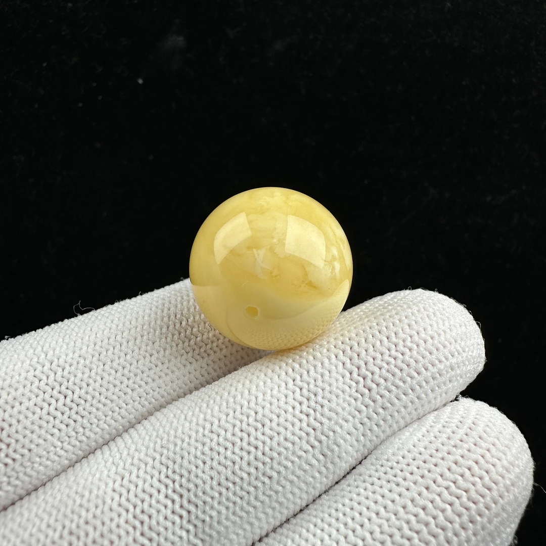 M7885天然蜜蜡妖花圆珠 20.3mm支持复检