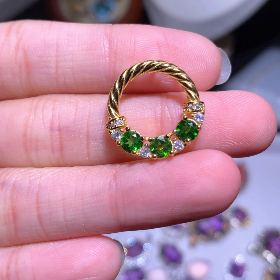 【闪购商品】银S925镶嵌戒指水晶吊坠