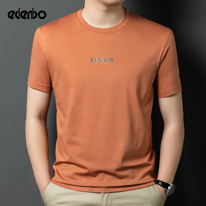 【商场同款】爱登堡桑蚕丝t恤男士短袖夏季时尚弹力圆领休闲体恤衫