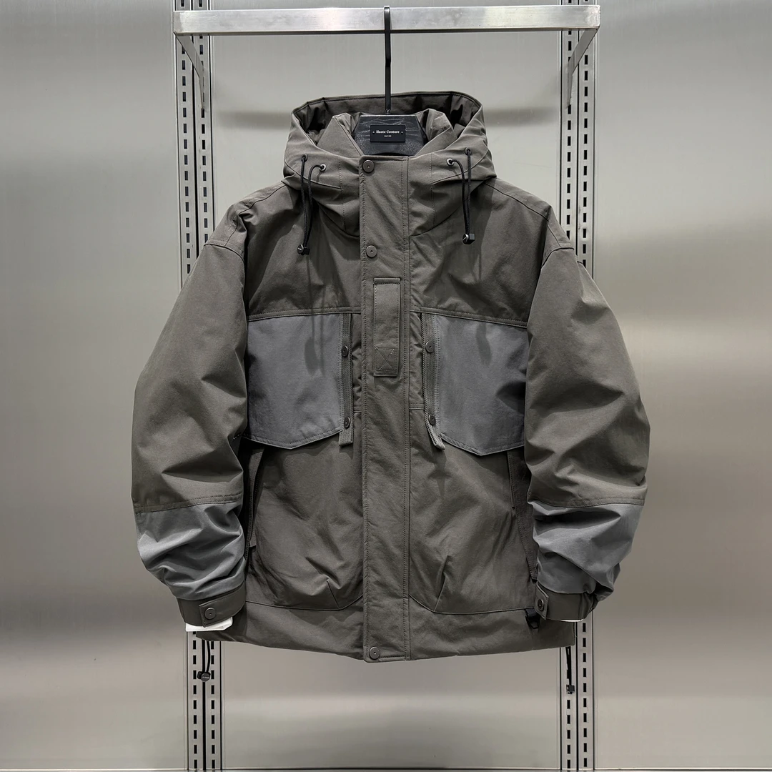 潮流加厚白鸭绒羽绒服外套男2025冬季新款痞帅户外美式工装外套男