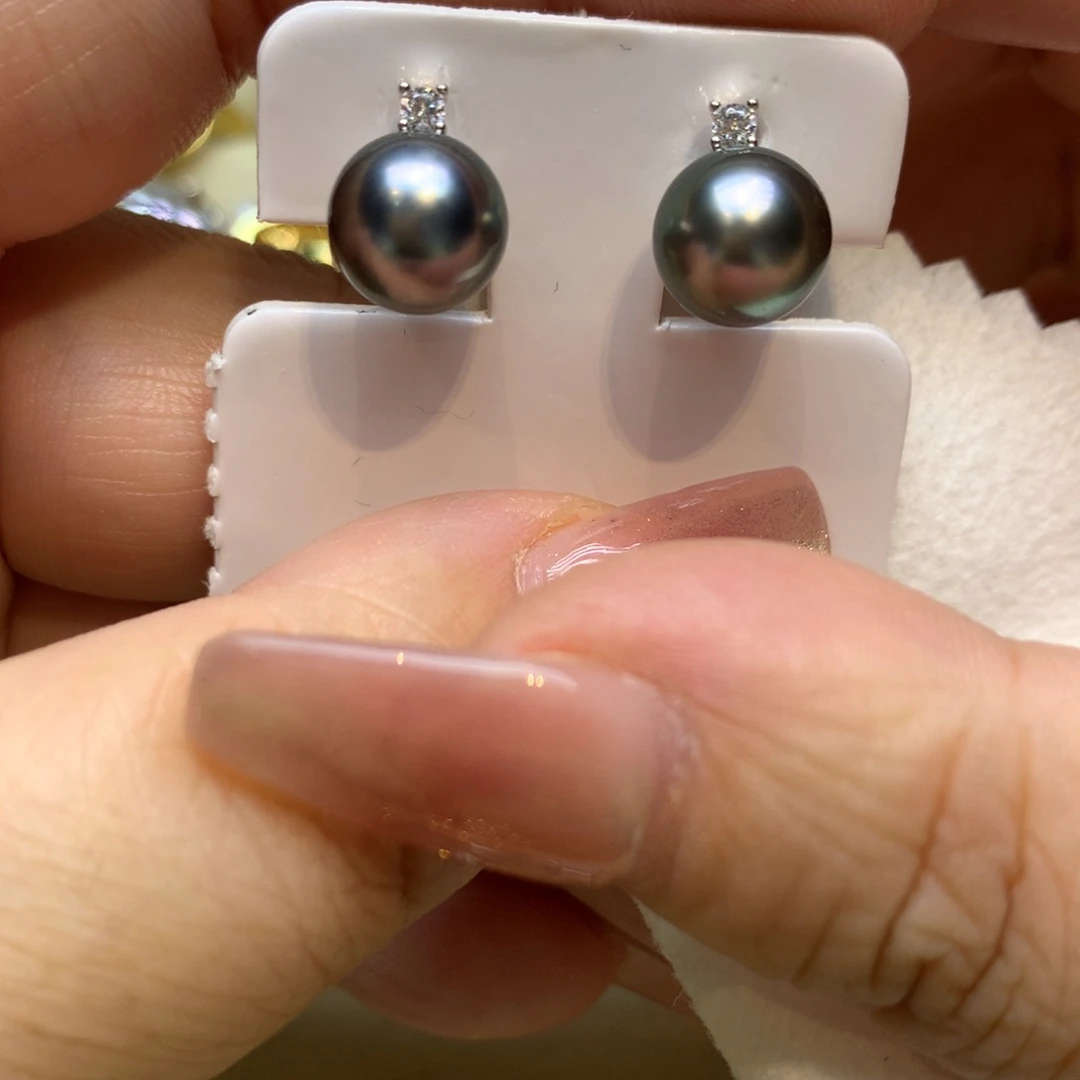 银S925镶嵌耳饰海水珍珠