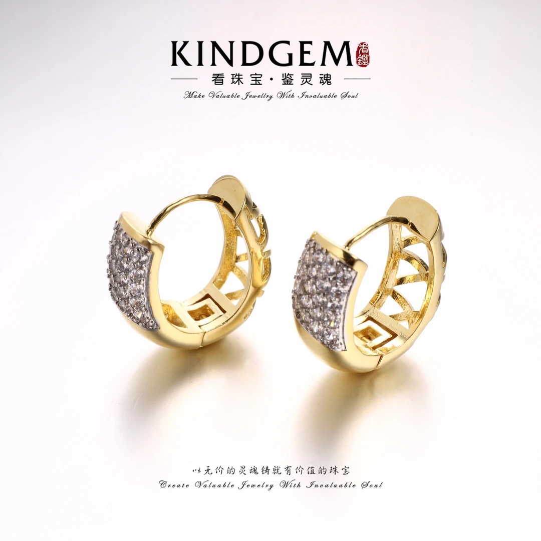 铜合金锆石耳饰 金色设计感镶嵌气质耳环 C-30677