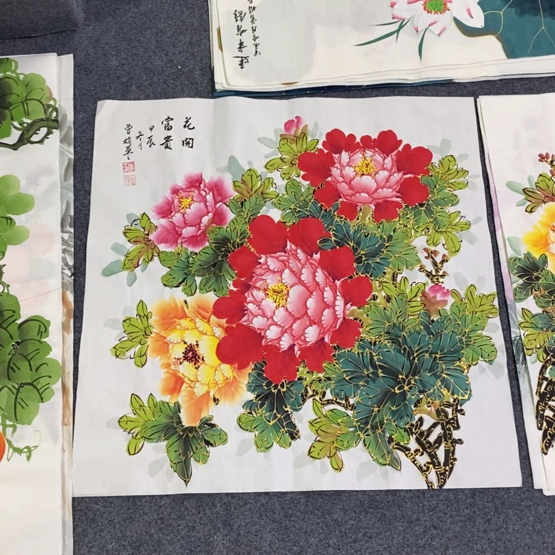 国画68✖️68金线牡丹花画画画画