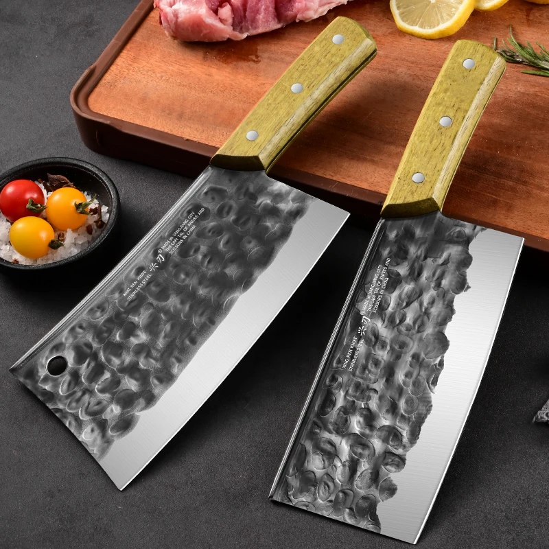 兴刃锤纹不锈钢砍骨刀商用锋利切片刀家用两用厨师用斩大骨猪蹄用