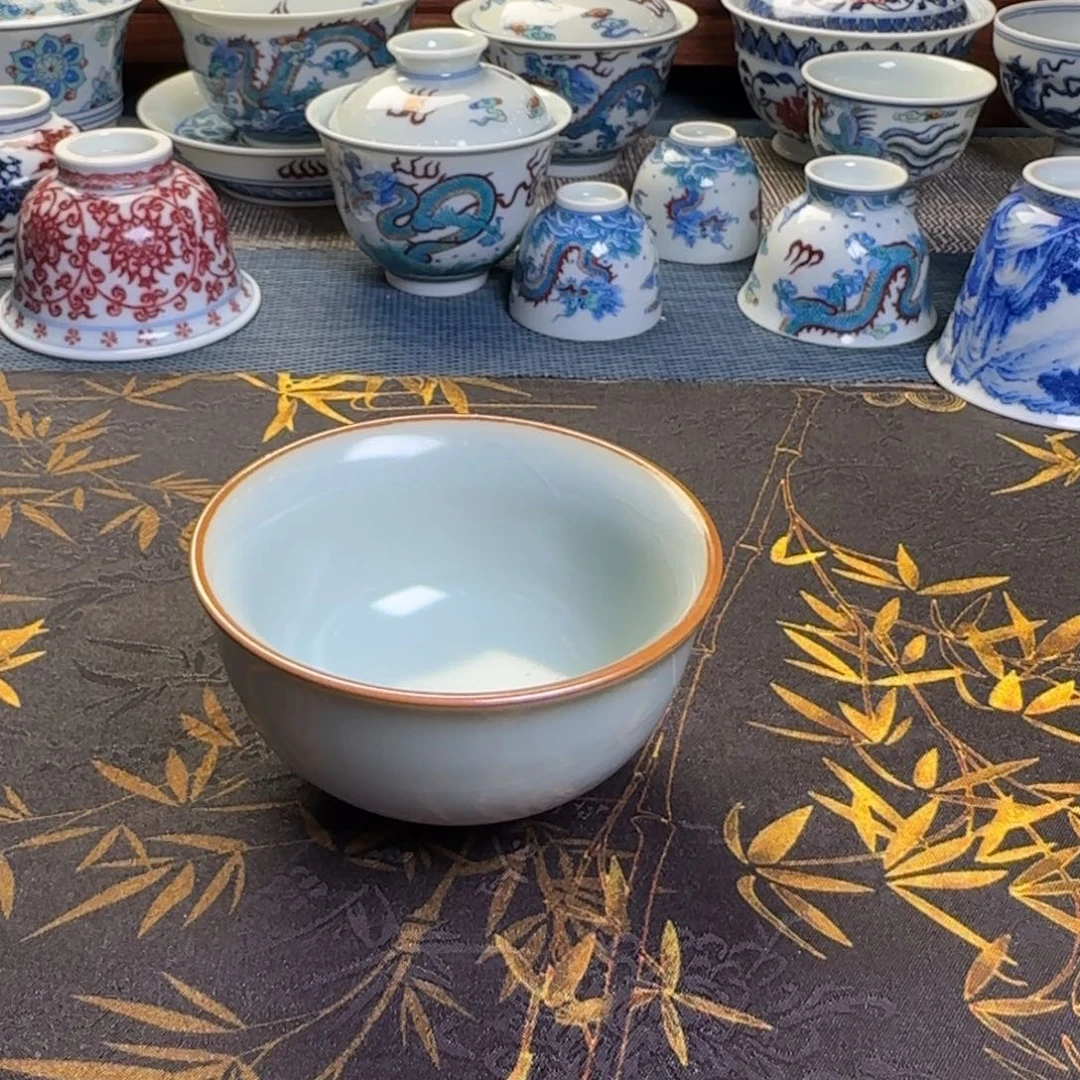 瓷片l****隊汝窑开片主人杯一个款式随机发