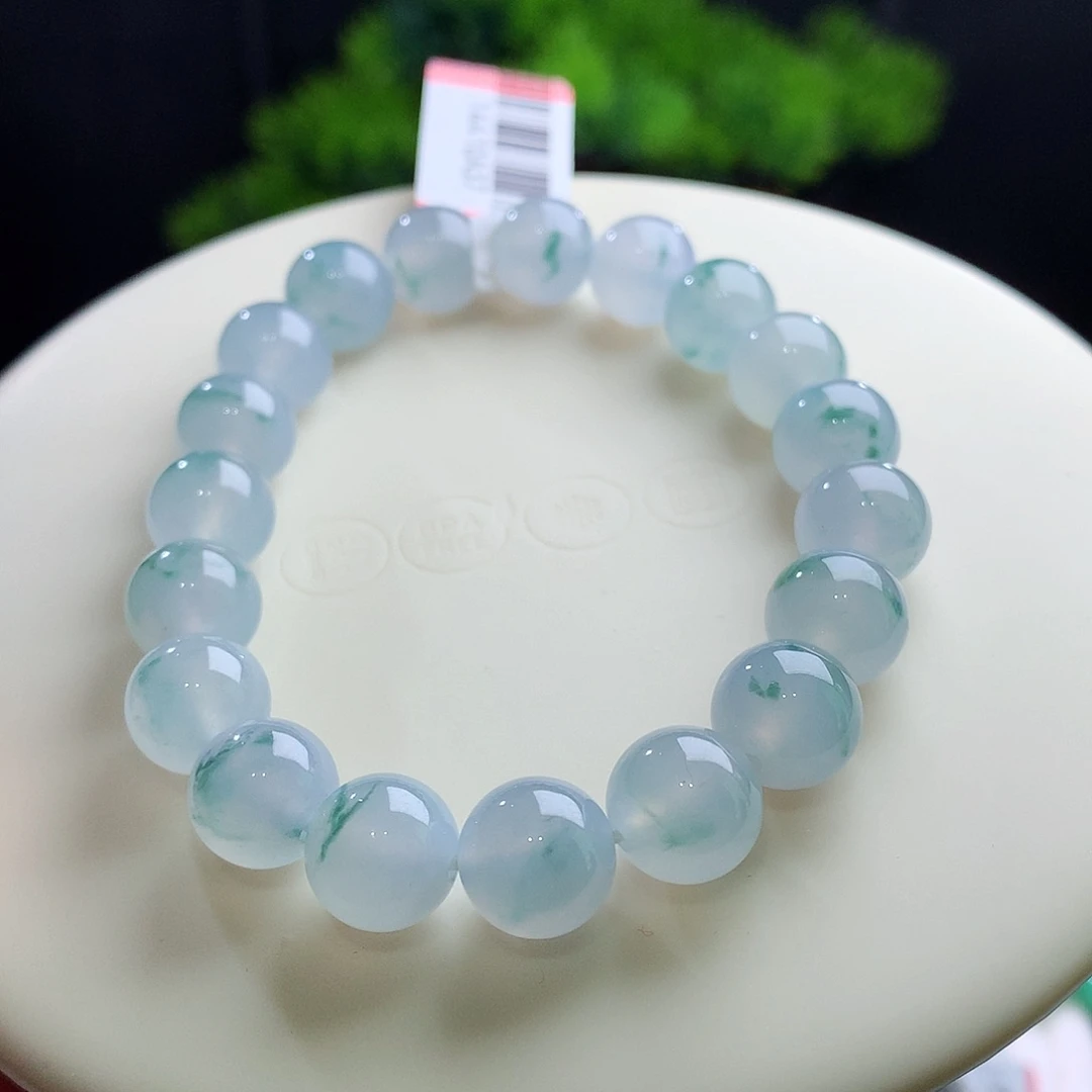 未镶嵌手串翡翠卡10mm正冰果冻胶 飘绿花