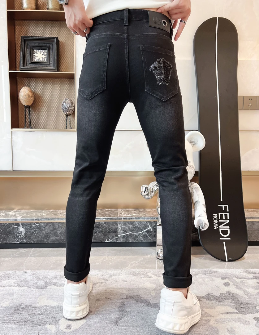 杂志榜3轻奢欧货高端潮流男士黑色牛仔长裤牛仔裤裤子男款裤子