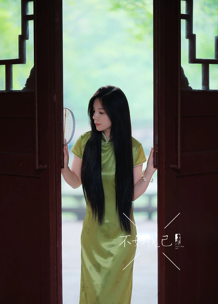 【庐州月】新中式黄色改良旗袍日常气质短袖暗纹提花国风连衣裙夏