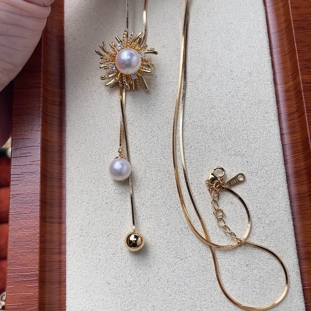 海水珍珠银S925镶嵌颈饰