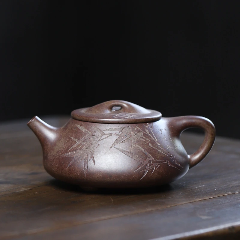 大吉羊柴烧 宜兴紫砂壶茶壶 原矿本山绿泥石瓢350ml李孟华