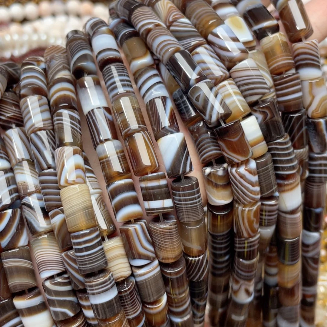 玛瑙/玉髓合金珠宝半成品一条8x12m蚕丝玛瑙管珠