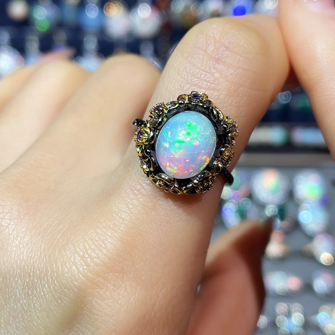 欧泊银S925镶嵌戒指