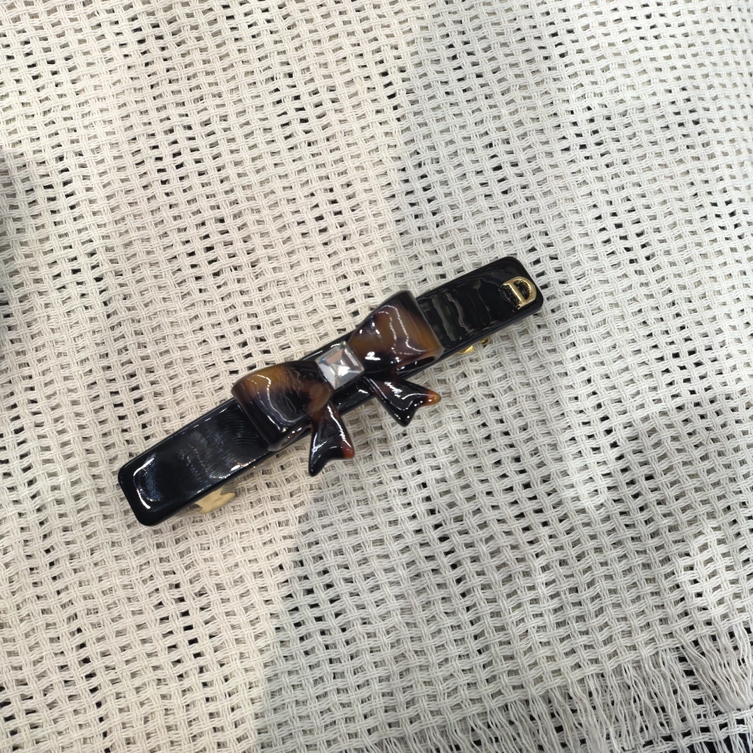 B013咖色豹纹蝴蝶结黑色弹簧夹