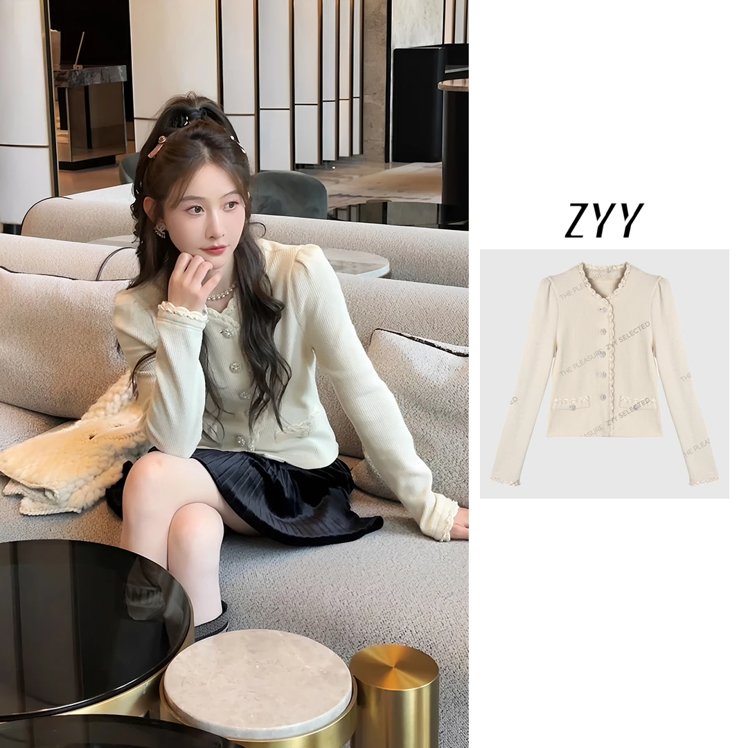 ZYY【里昂钟声】2025/S新品小香风秋气质长袖修身针织衫X25QZZ04109