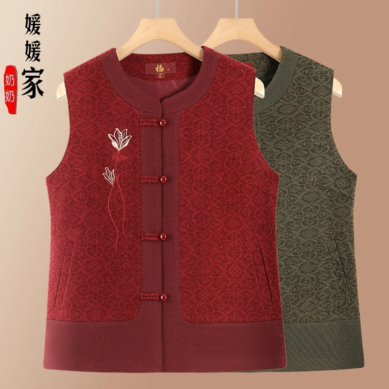 新款中老年人奶奶马甲春秋老人衣服坎肩外套妈妈背心老太太马夹女