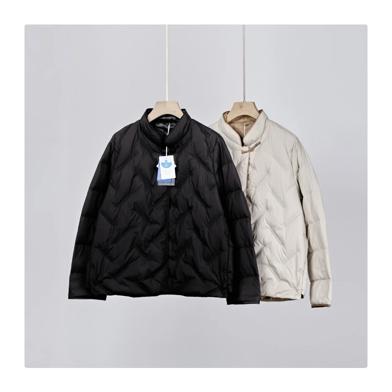 新中式盘扣立领刺绣轻便羽绒服