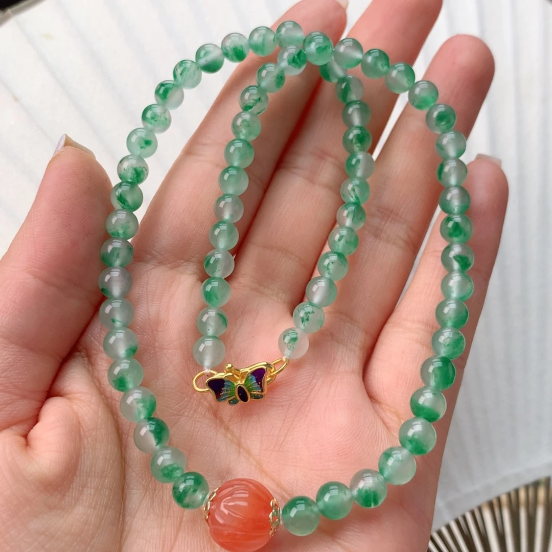 石英质玉（新品）冰飘花精品短锁骨项链未镶嵌