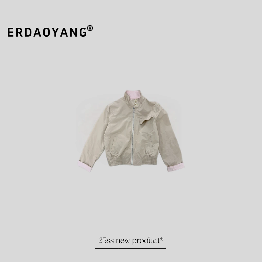 ERDAOYANG "樱花草" 撞色简约立领拉链夹克外套WT6010