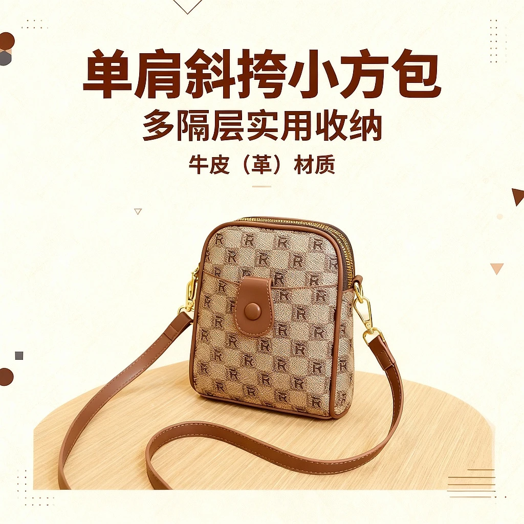 2025新款印花精致小包女洋气斜挎小包轻奢小方包女时尚百搭单肩包