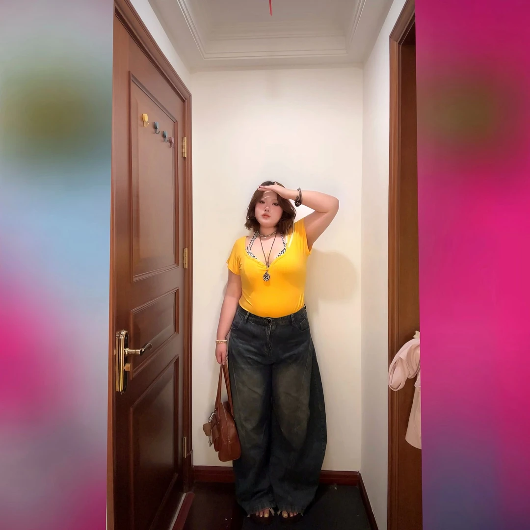 胡二家大码【巨能装】高腰显瘦大裤腿百搭阔腿长裤水洗做旧牛仔裤