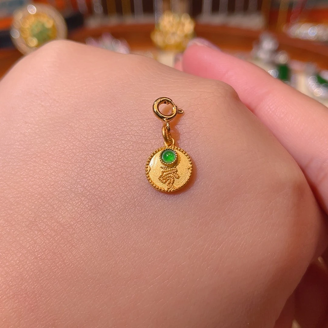 吊坠(不含链)银S925镶嵌翡翠