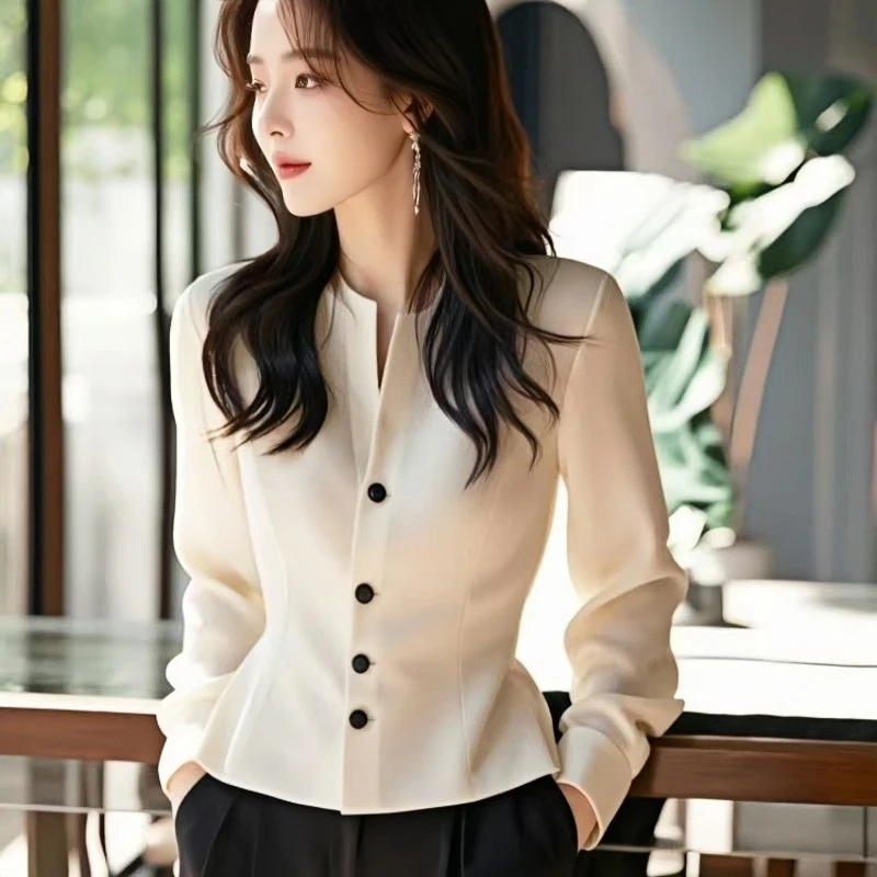 SM早秋新款高端小香风收腰上衣法式轻奢高级感气质名媛白色衬衫女