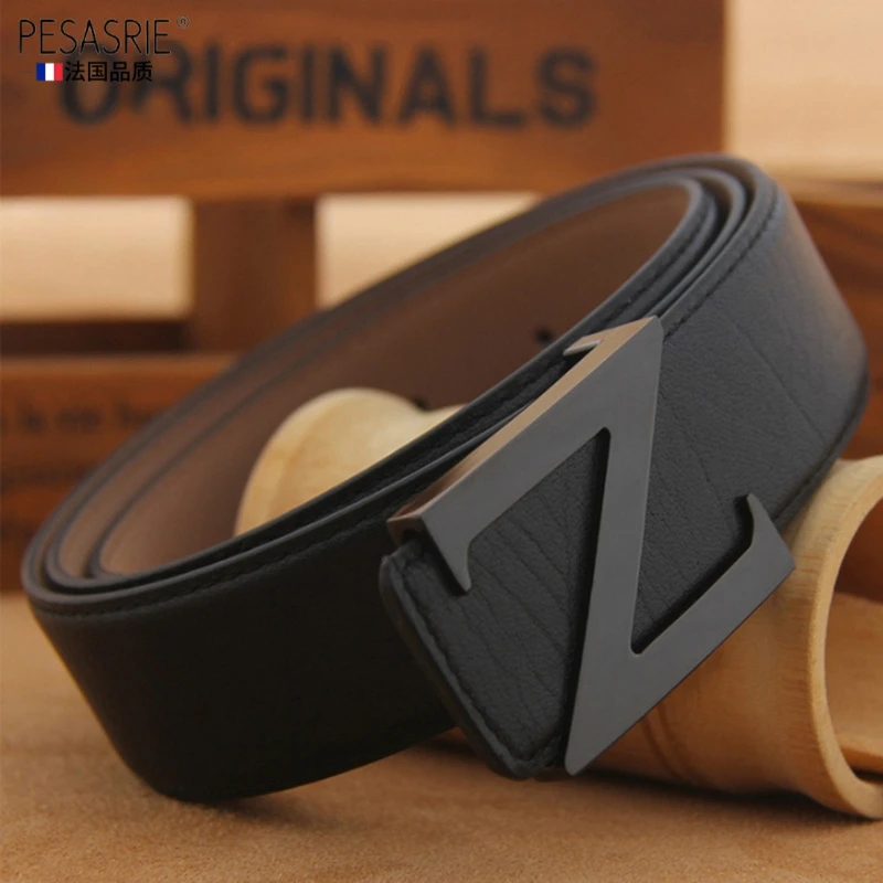 新款皮带男士真皮商务Z字平滑扣时尚百搭牛皮简约腰带男高档礼物