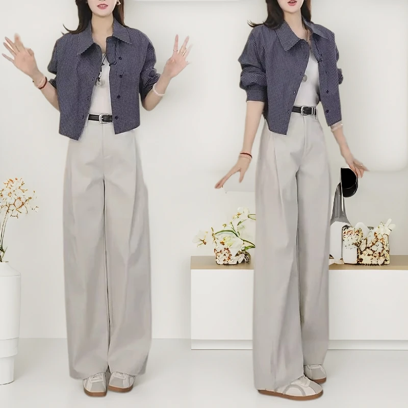 风琴裤女2025夏季薄款新款高腰显瘦宽松冰丝休闲时尚西装阔腿裤子