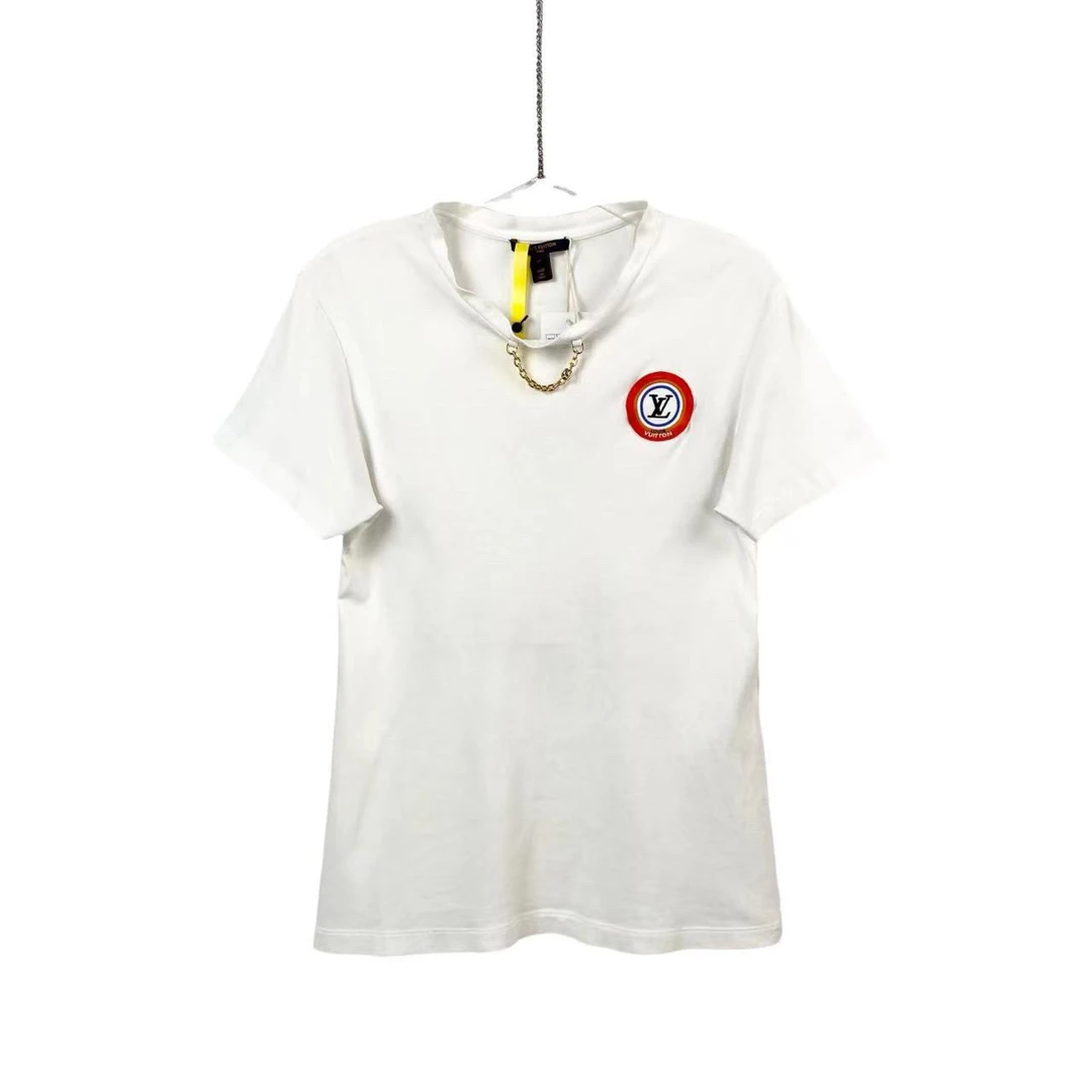 95新 LouisVuitton/路易威登 bb零七六九 棉 白色logo短袖 m码