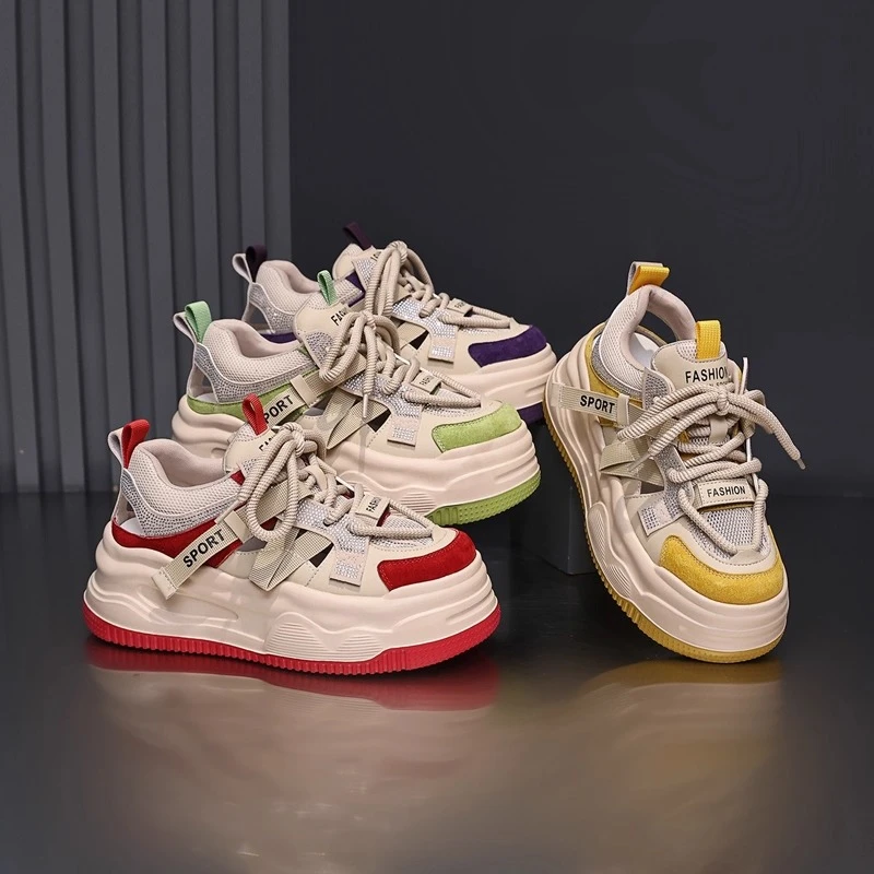 纪捷希老爹鞋女款夏季网面透气舒适休闲鞋厚底增高个性百搭运动鞋