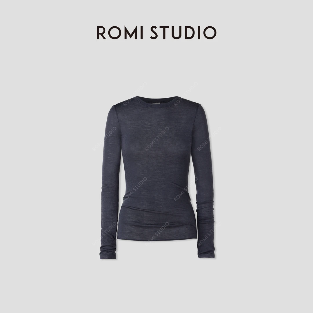 ROMI STUDIO "简约优雅"100%超细绵羊毛卷边针织衫 RWCSSY1936