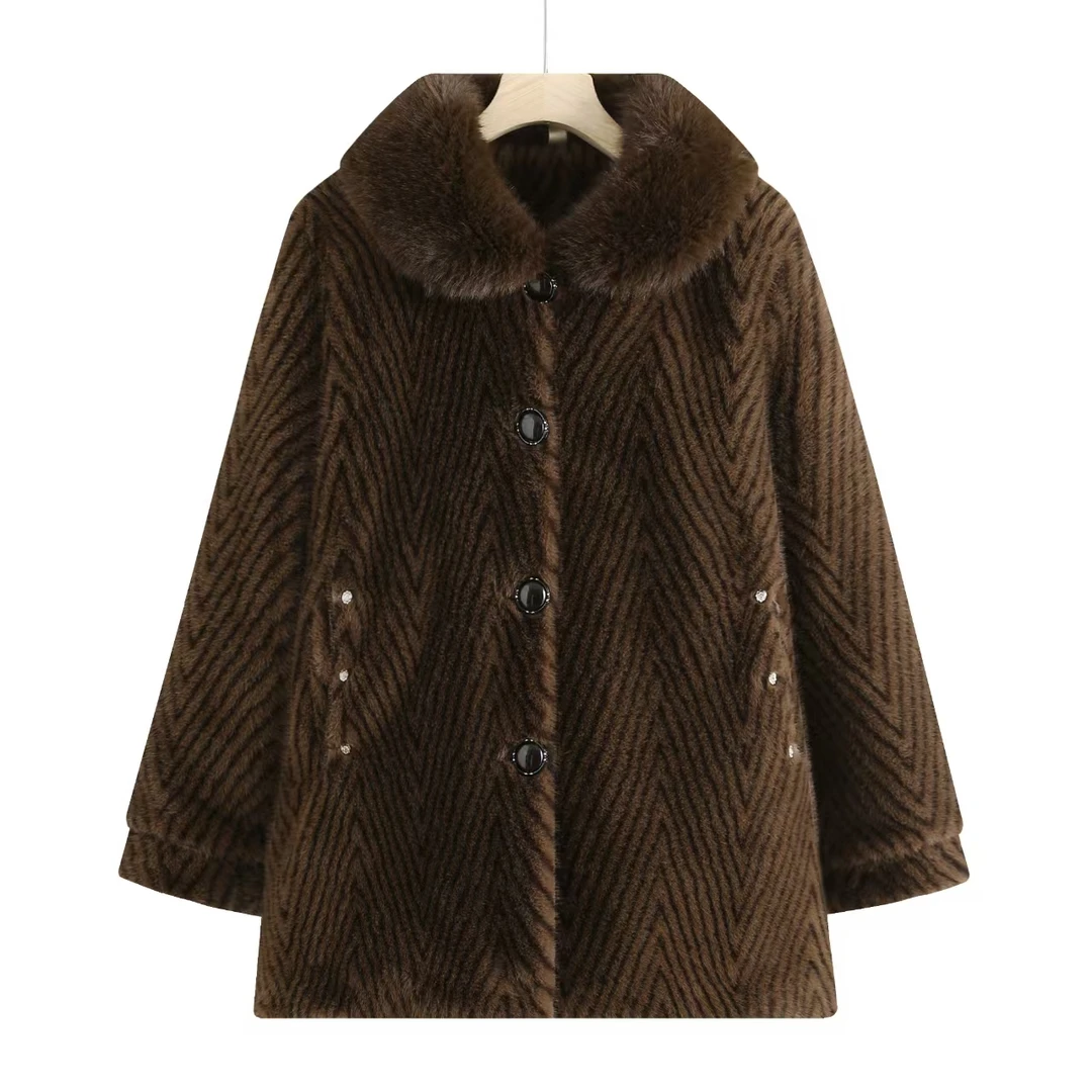 7717-中老年妈妈装减龄时尚妈妈装加厚保暖秋冬外套【康燕】