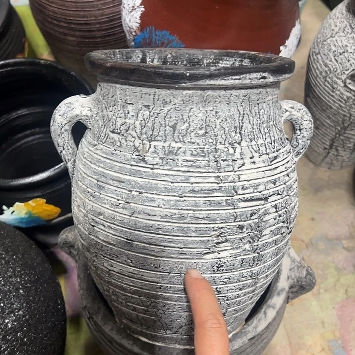 灰色做旧双耳高21口15带孔