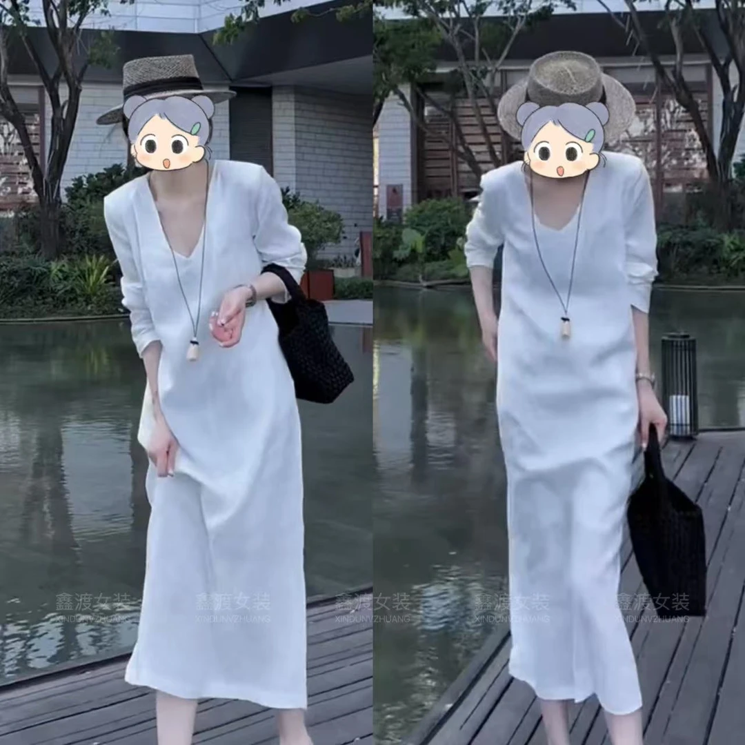 2025夏季新款时尚显瘦气质女士网红洋气连衣裙百搭款D5349