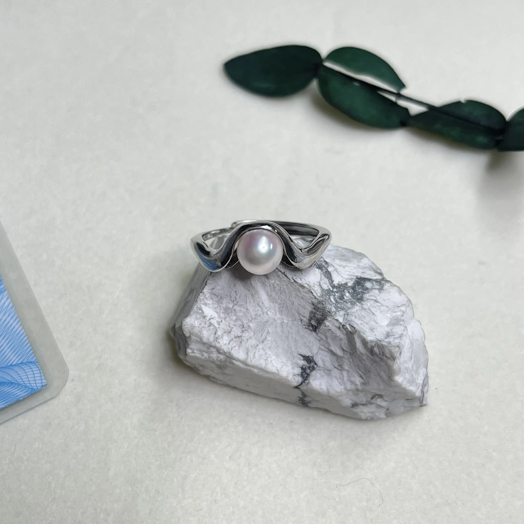 全新未使用  【六六中古】孤品s925海水珍珠开口戒指aj4143