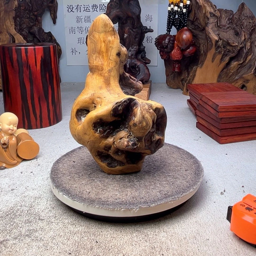 真***彩雷击老枣木碳化摆件