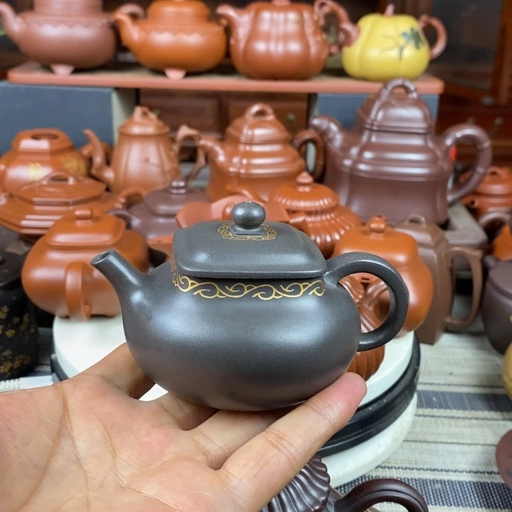 茶壶紫砂乾坤140cc原矿古天青描金丝特价