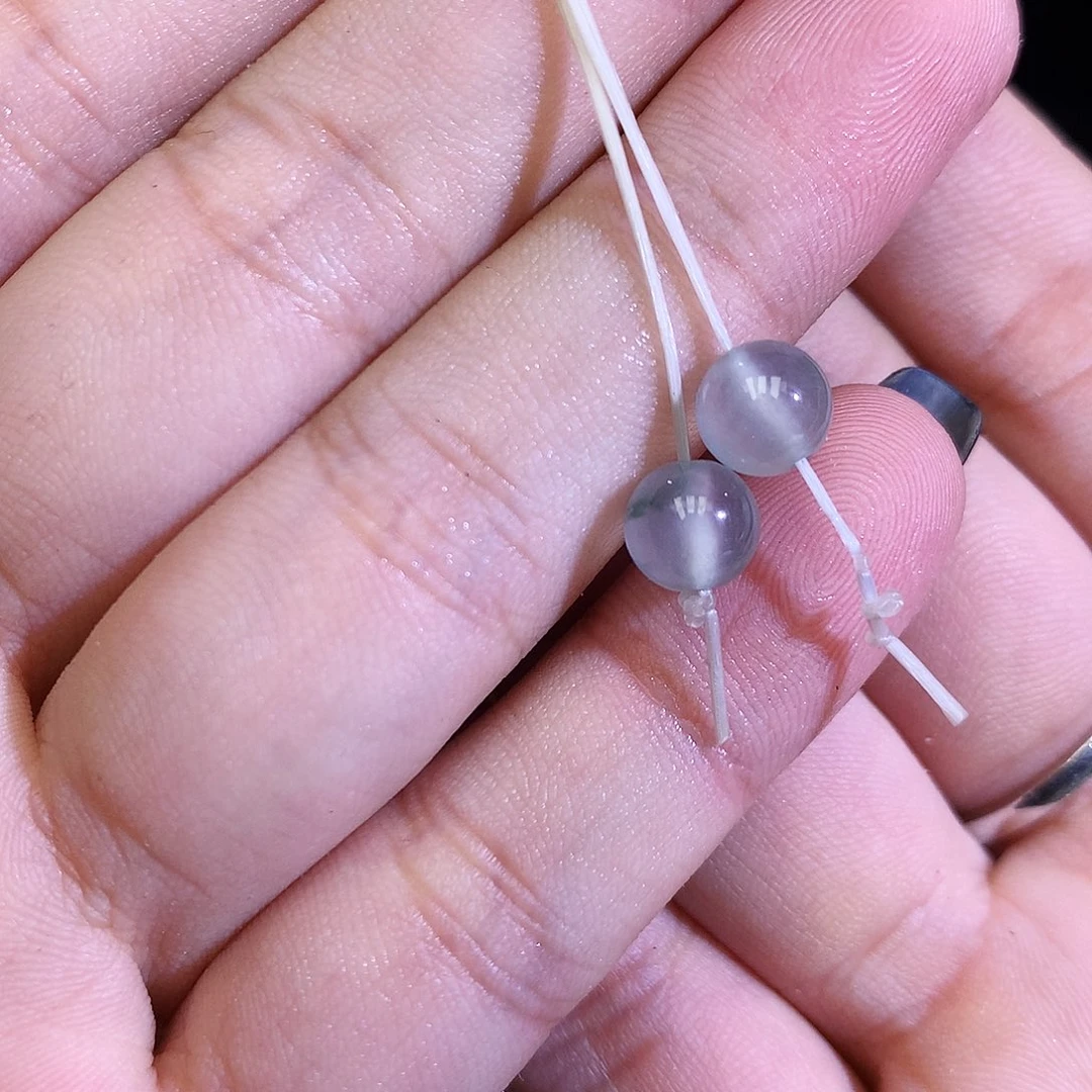 散珠翡翠天然缅甸翡翠玻璃珠卡6.7一对