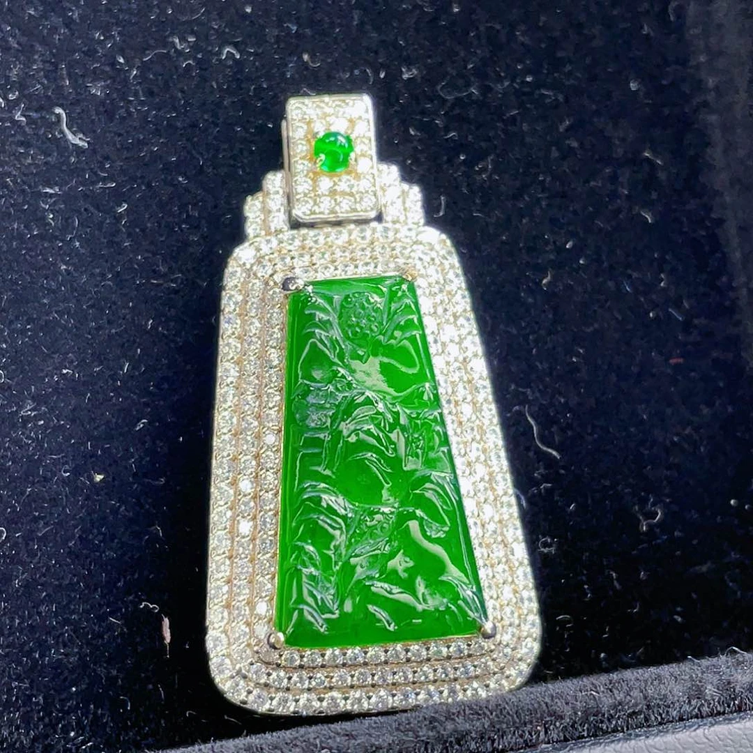 翡翠吊坠(不含链)银S925镶嵌