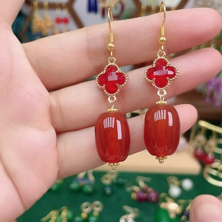 合金耳饰玛瑙/玉髓