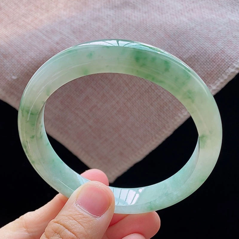 59圈24804冰糯种水飘花翡翠手镯子正圈玉手环天然A货 a16