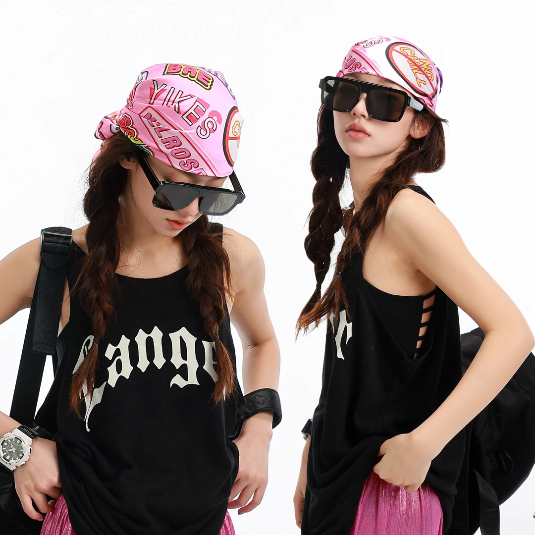 冷大娘中大童美式复古嘻哈头巾街头甜酷辣妹包头丝巾演出配饰方巾