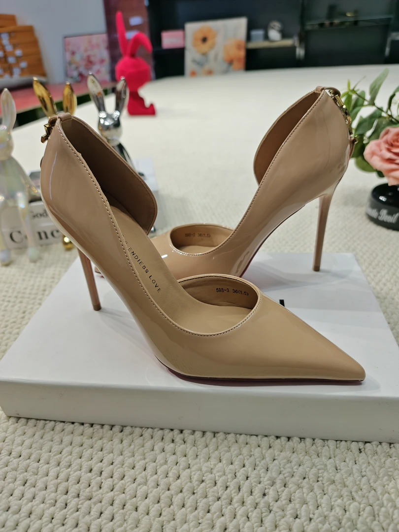 【9.5cm】裸杏色细跟高跟鞋女不累脚高级感2025年流行女士单鞋598-3