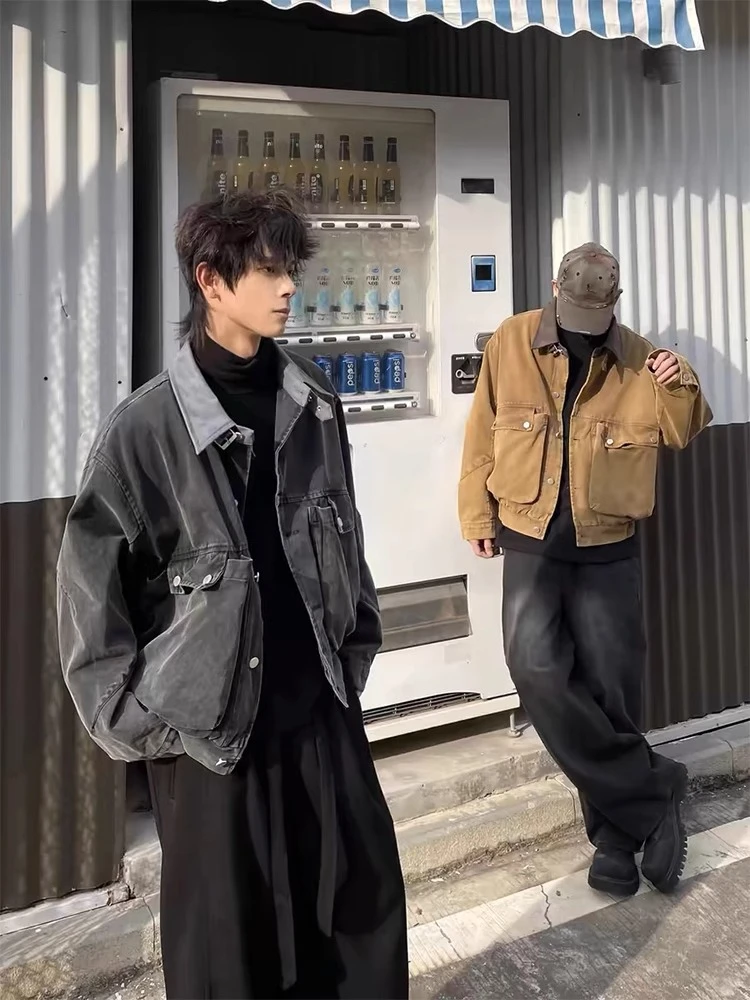美式复古巴恩风大口袋水洗工装外套男女开春新款休闲百搭夹克潮